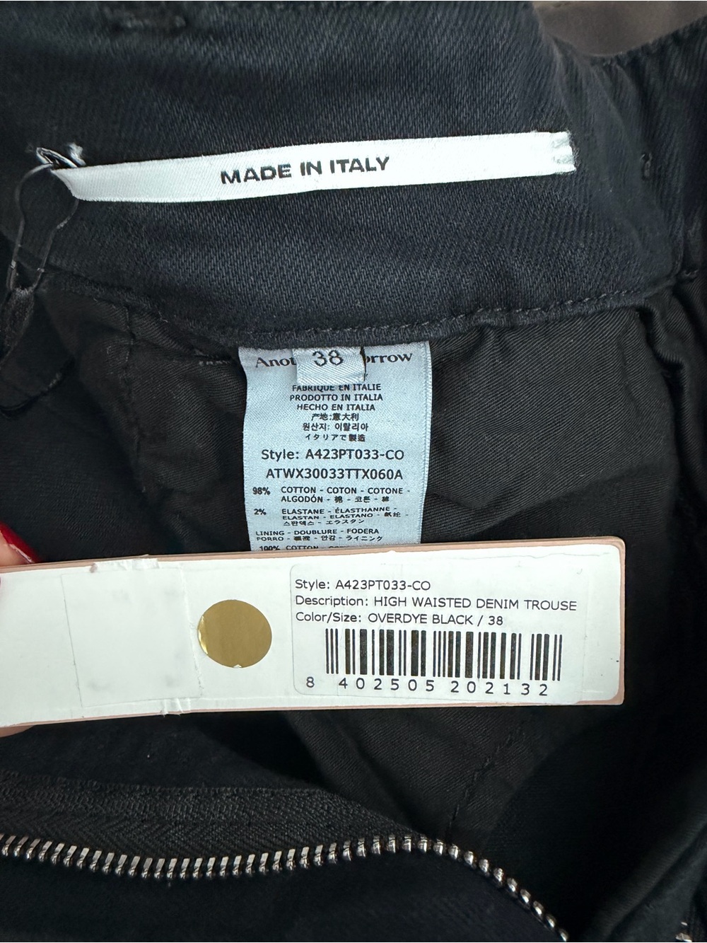 High-Rise Overdyed Black Denim Trousers - Women